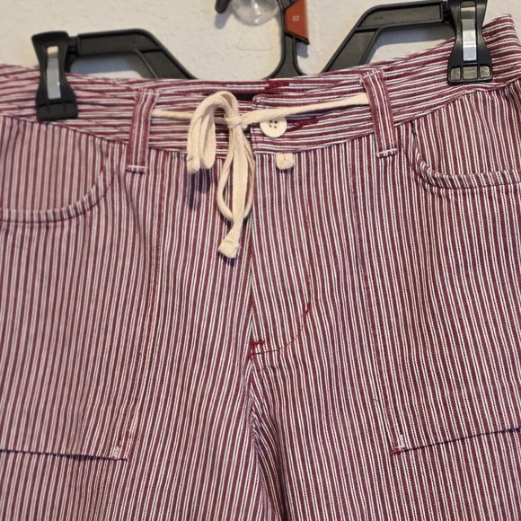 Vintage Riveted by Lee Capri Striped Red Wide Leg 100% Cotton Women's 6M - Picture 3 of 10